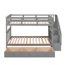 Stairway Bunk Bed With Storage And Guard Rail For Bedroom