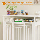Wooden Dog Crate Furniture With Divider And Storage - White