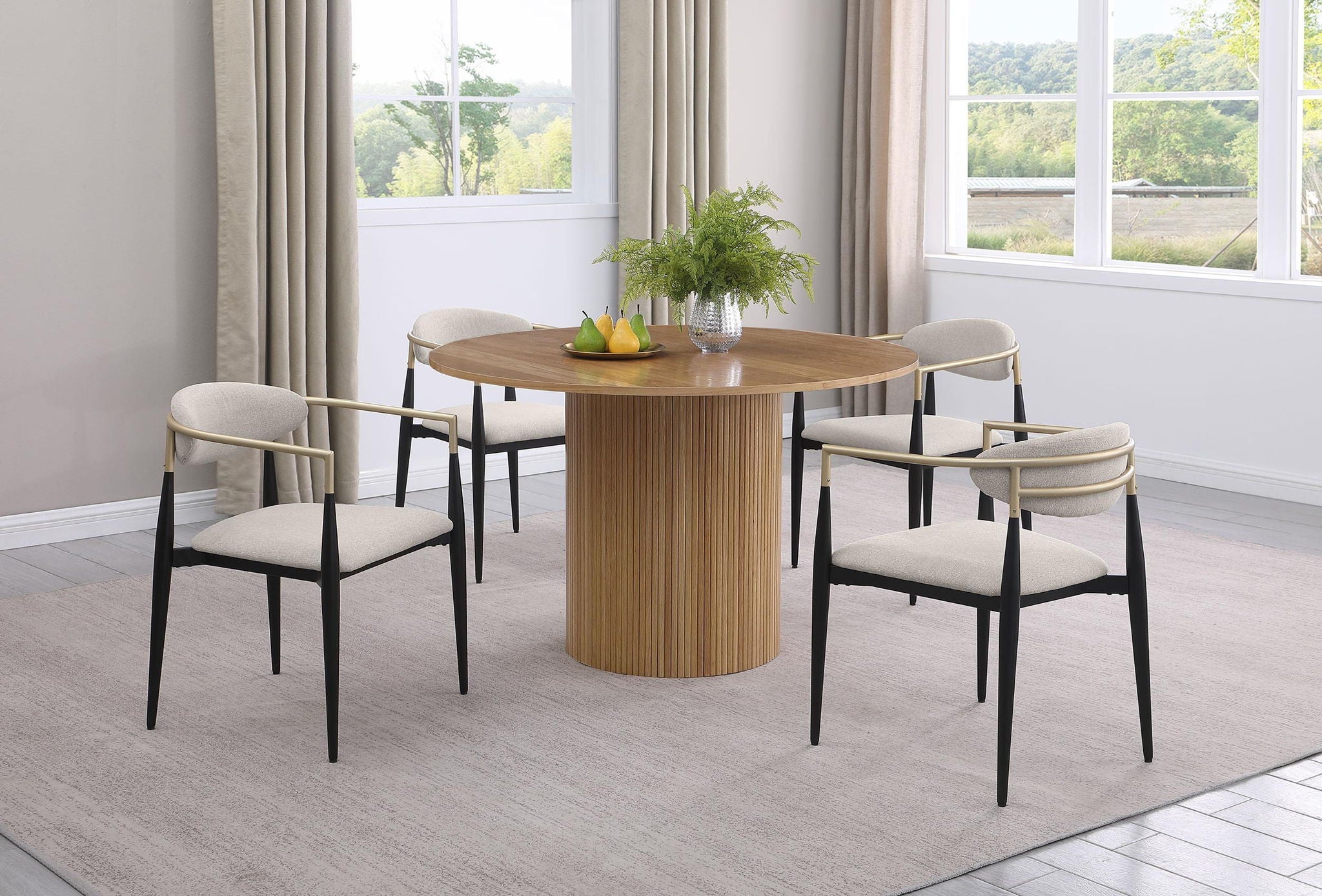 Alexis Fabric Upholstered Dining Arm Chair Beige (Set of 2) - Atlantic Fine Furniture Melbourne FL