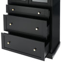 Freestanding Tall Bathroom Cabinet With Adjustable Shelves, Drawers, Soft Close Glass Doors