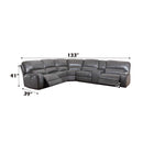 Saul - Power Motion Sectional Sofa - Gray Leather-Aire