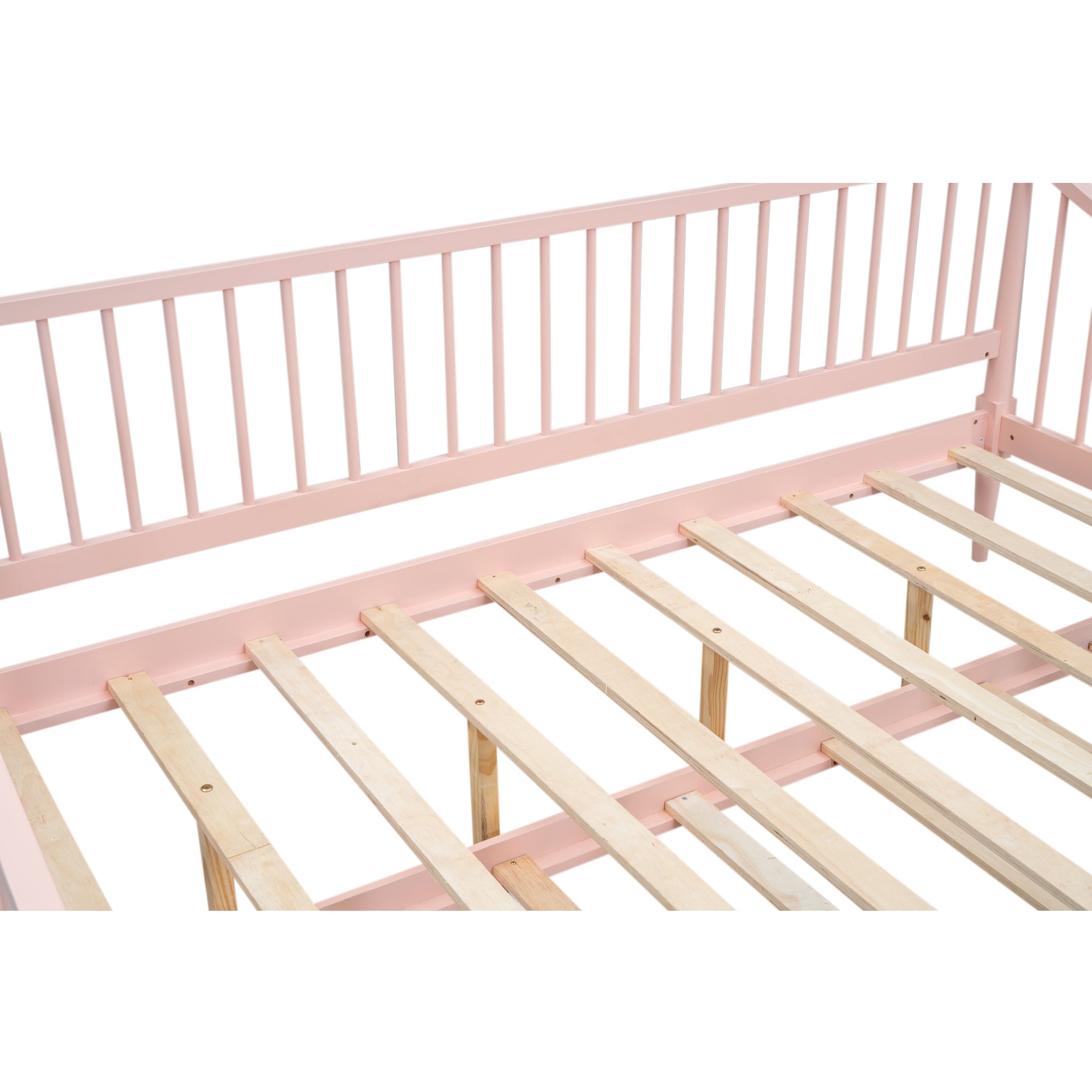 Full Size Daybed with Trundle and Support Legs, Pink - Atlantic Fine Furniture Melbourne FL
