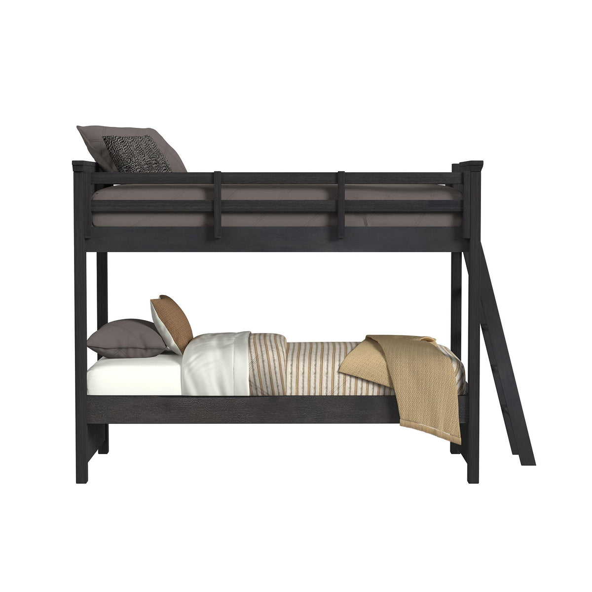 Hampton Kids Bunk Bed With Ladder in Black by Elements International, view 12