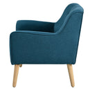Modern Arm Chair With Tufted Back And Wooden Legs