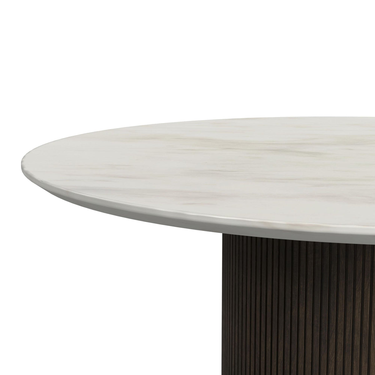 Sylvie Round Table With White Faux Marble Top And Base in Dark Brown by Elements International, view 4