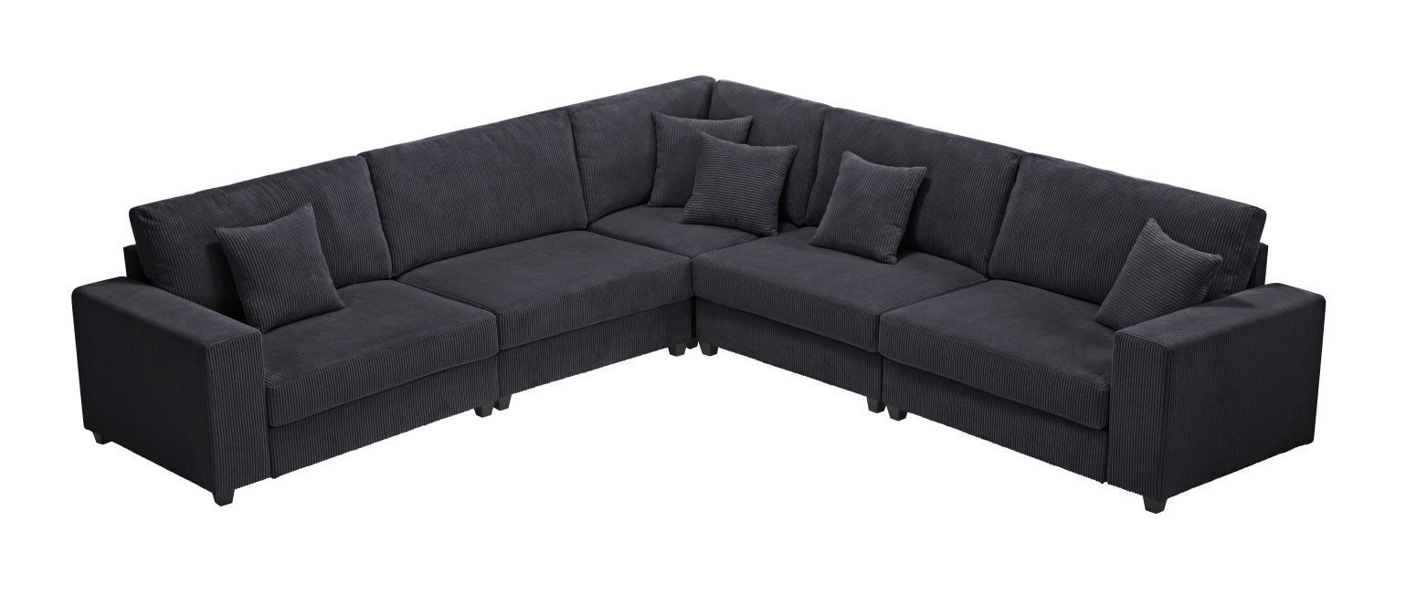 Oversized Length117.2''*Width 117.2'' Modular Sectional Sofa Couches Set ,Corduroy Upholstered Deep Seat Comfy Sofa For Living Room,Dark Gray