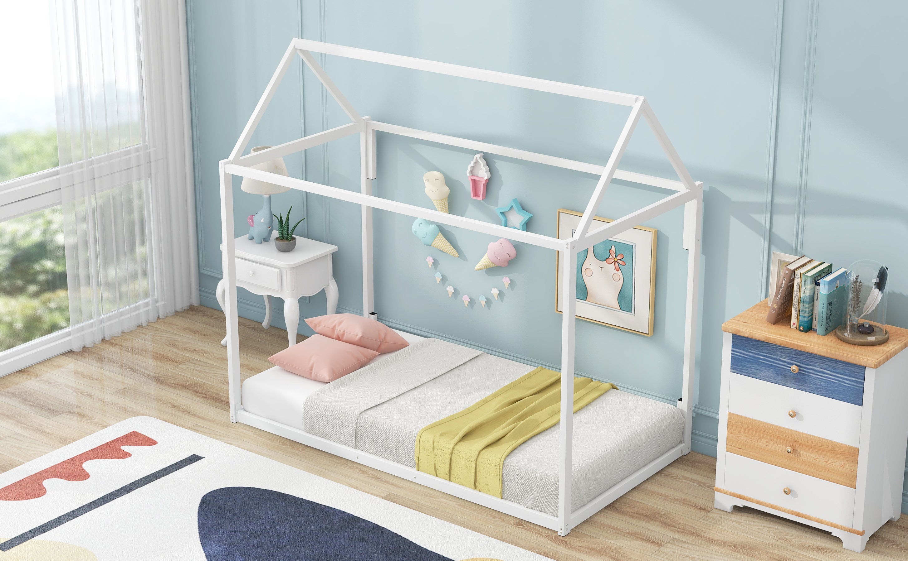 Metal House Shape Platform Bed, twin - Atlantic Fine Furniture Melbourne FL