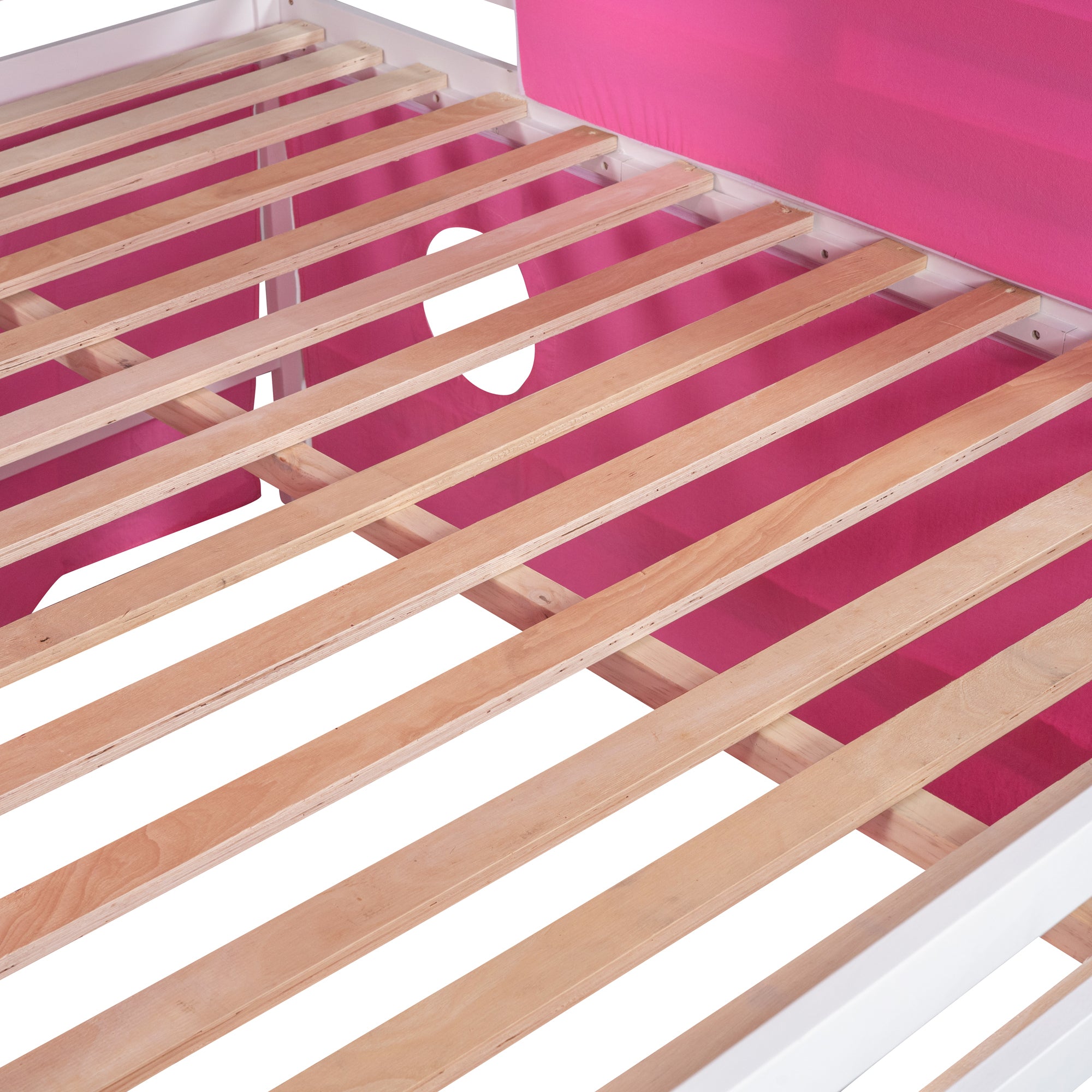 Full Size Bunk Bed with Slide Pink Tent and Tower - Pink