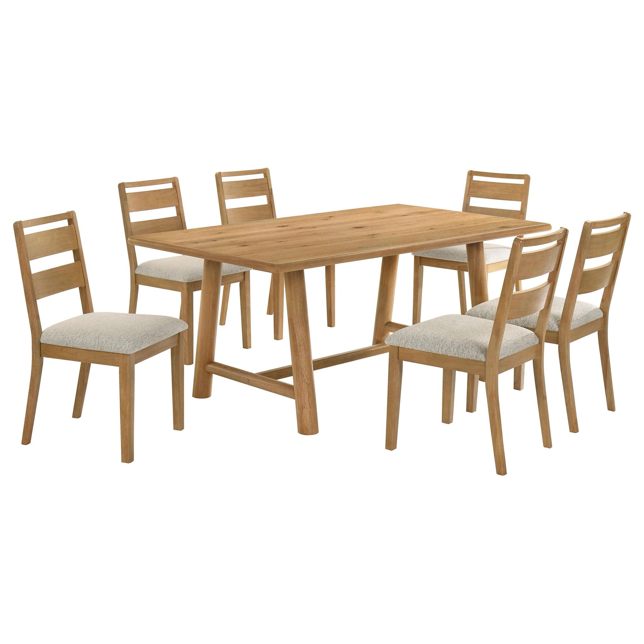 Duncan 7-piece Rectangular Wood Dining Table Set Washed Oak - Atlantic Fine Furniture Melbourne FL