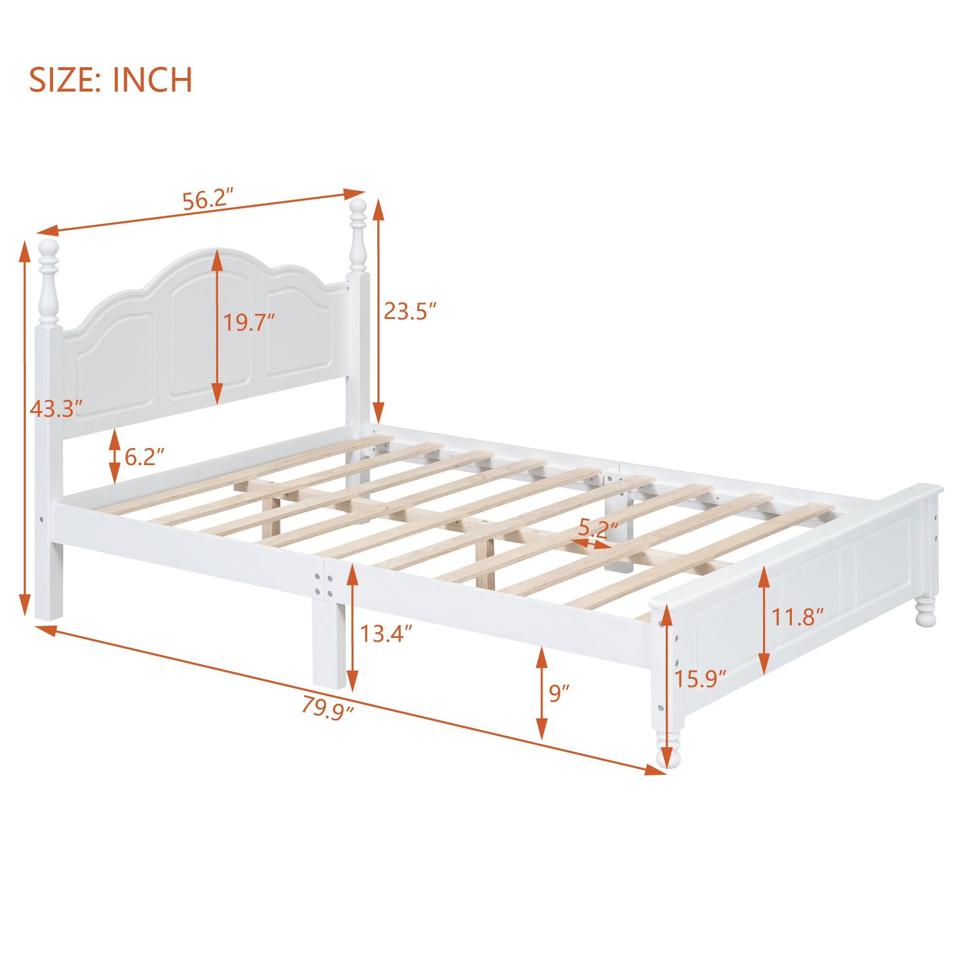 Full Size Wood Platform Bed Frame,Retro Style Platform Bed with Wooden Slat Support,White - Atlantic Fine Furniture Melbourne FL