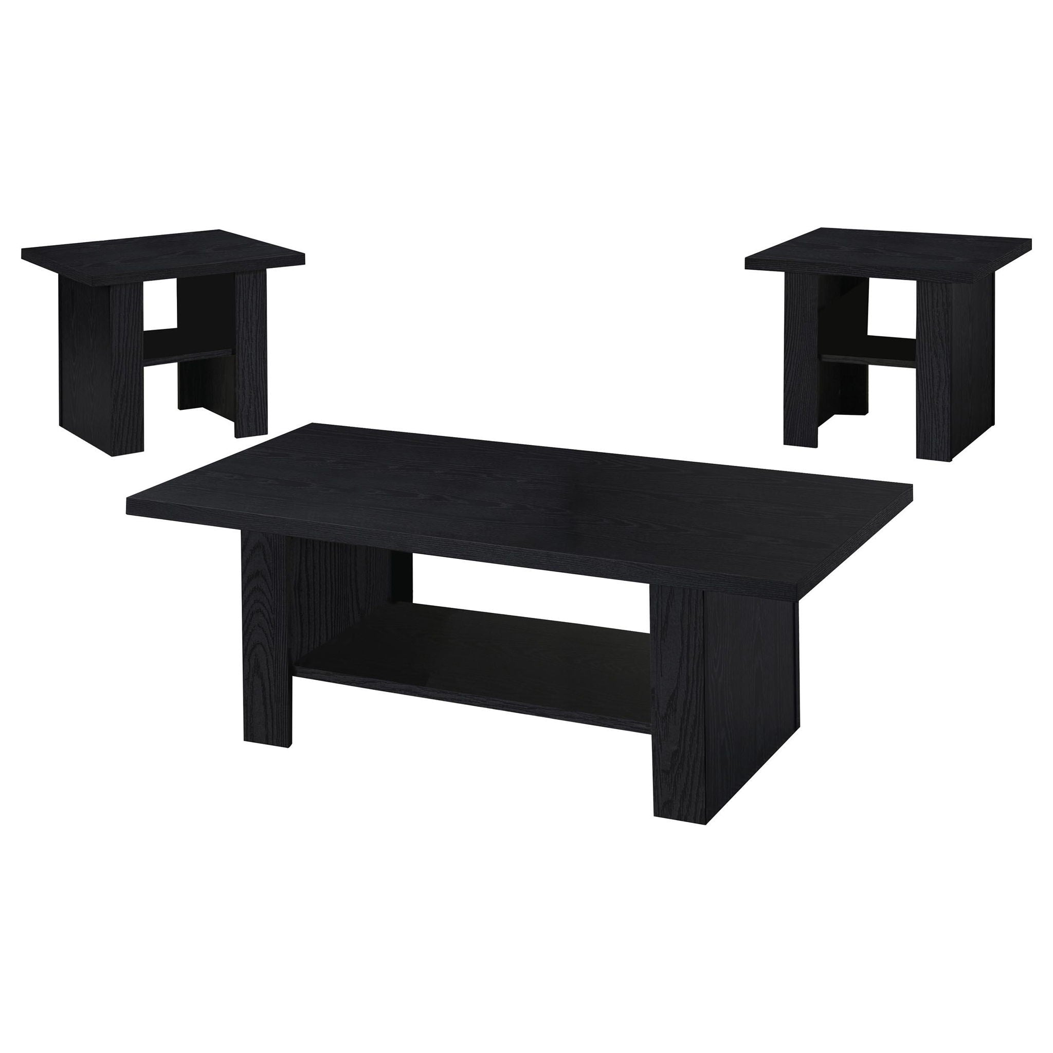 Rodez 3-piece Engineered Wood Coffee Table Set Black - Atlantic Fine Furniture Melbourne FL