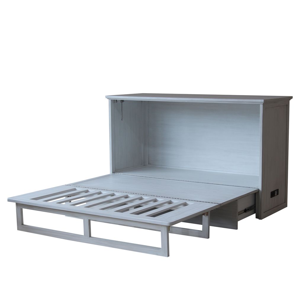 murphy cabinet bed open with no mattress side view