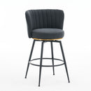 Swivel Bar Stools, High-Back, Adjustable, Upholstered With Elegant Metal Back Accents For Kitchen, Bar, Or Dining Room (Set of 2)