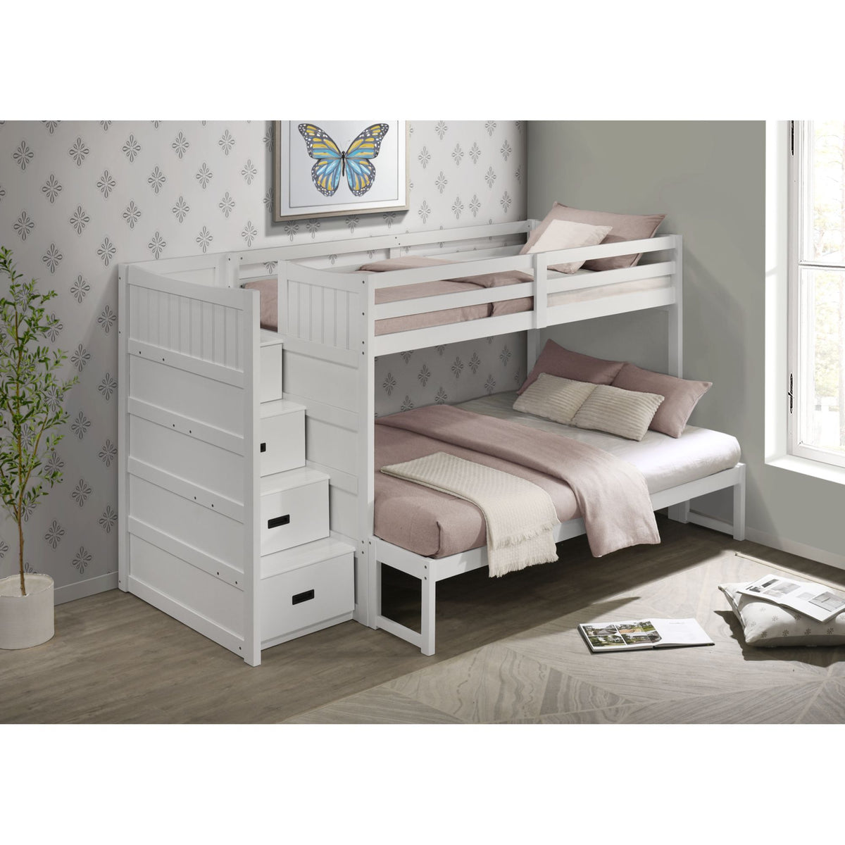 Sami Step Bunk With Left Headboard in Dark Brown by Elements International, view 28