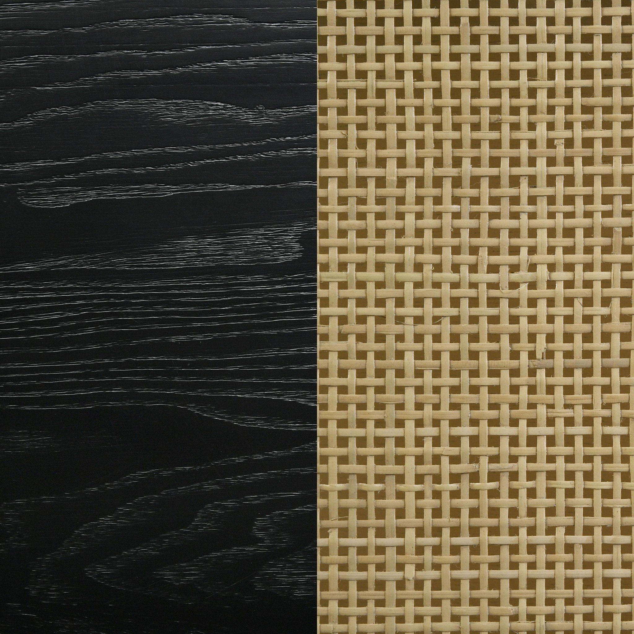 Arini Rattan California King Panel Bed Black and Natural