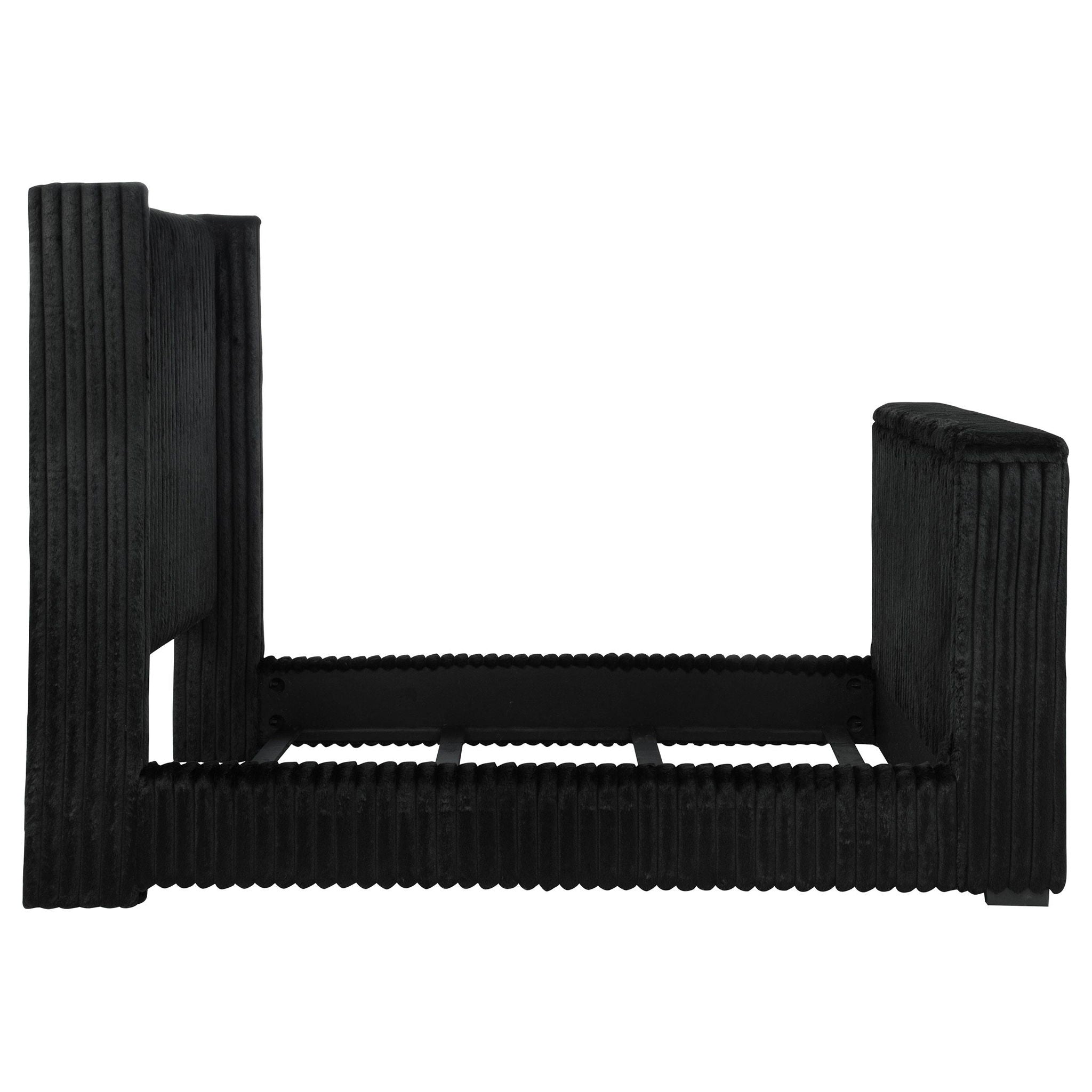 Centergrove Upholstered Queen Wingback TV Bed Black