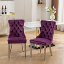 Nikki - Modern, High-End Tufted Solid Wood Contemporary Velvet Upholstered Dining Chair With Chrome Stainless Steel Plating Legs, Nailhead Trim (Set of 2)