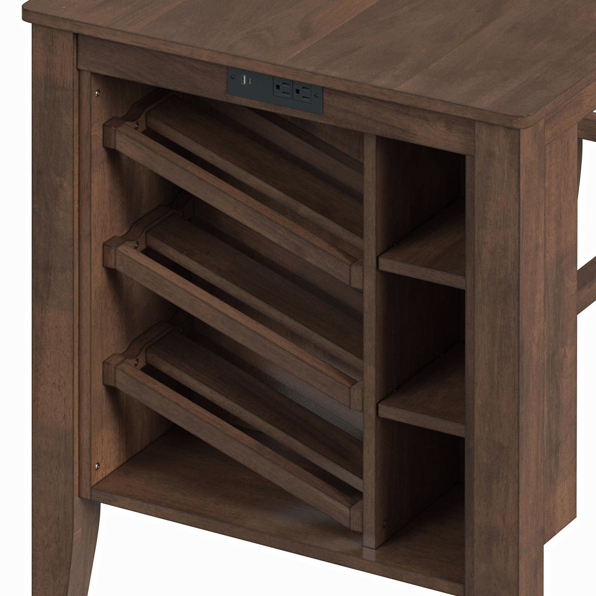 Santa Barbara Kitchen Island & 2 Counter Stools With Fabric in Walnut / Dark Gray by Elements International, view 10