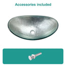 Tempered Glass Vessel Sink With Boat Shape Pop-Up Drain