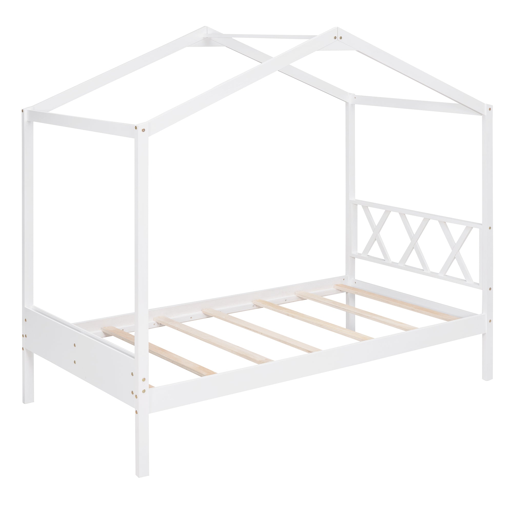 Twin Size Wood House Bed with Storage Space, White(OLD SKU: LP000001AAK) - Atlantic Fine Furniture Melbourne FL