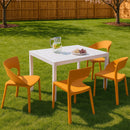 4 Piece Set Of Modern Designed Single Chairs With Long Table