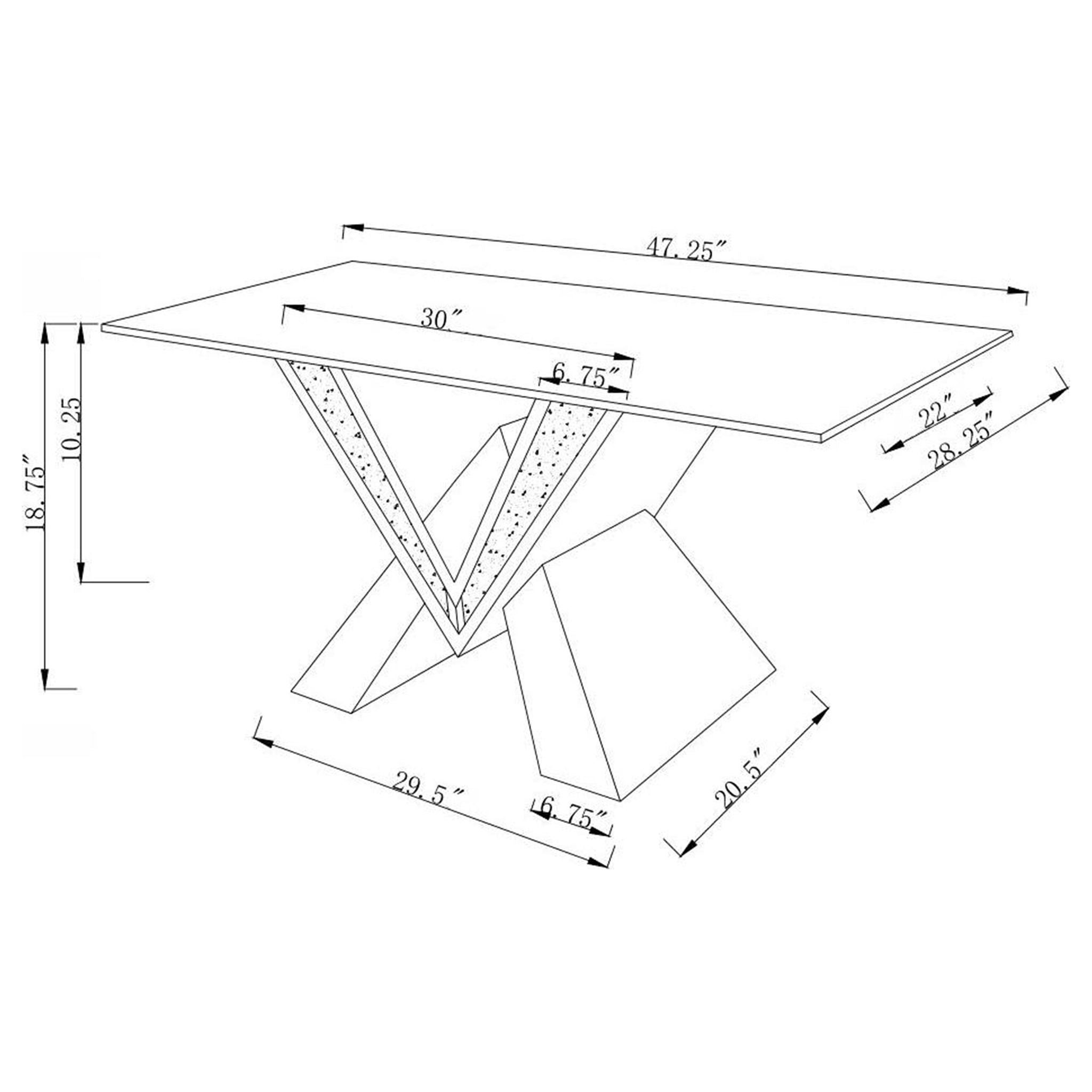 Taffeta Glass Top Mirrored Acrylic Coffee Table Silver - Atlantic Fine Furniture Melbourne FL