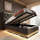 Upholstered Bed, 360 Surround LED Function, Remote Control, Hydraulic Storage Bed With USB, Type-C Charging (Without Mattress)