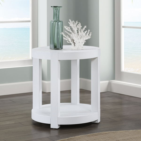 Bayside Round End Table - White