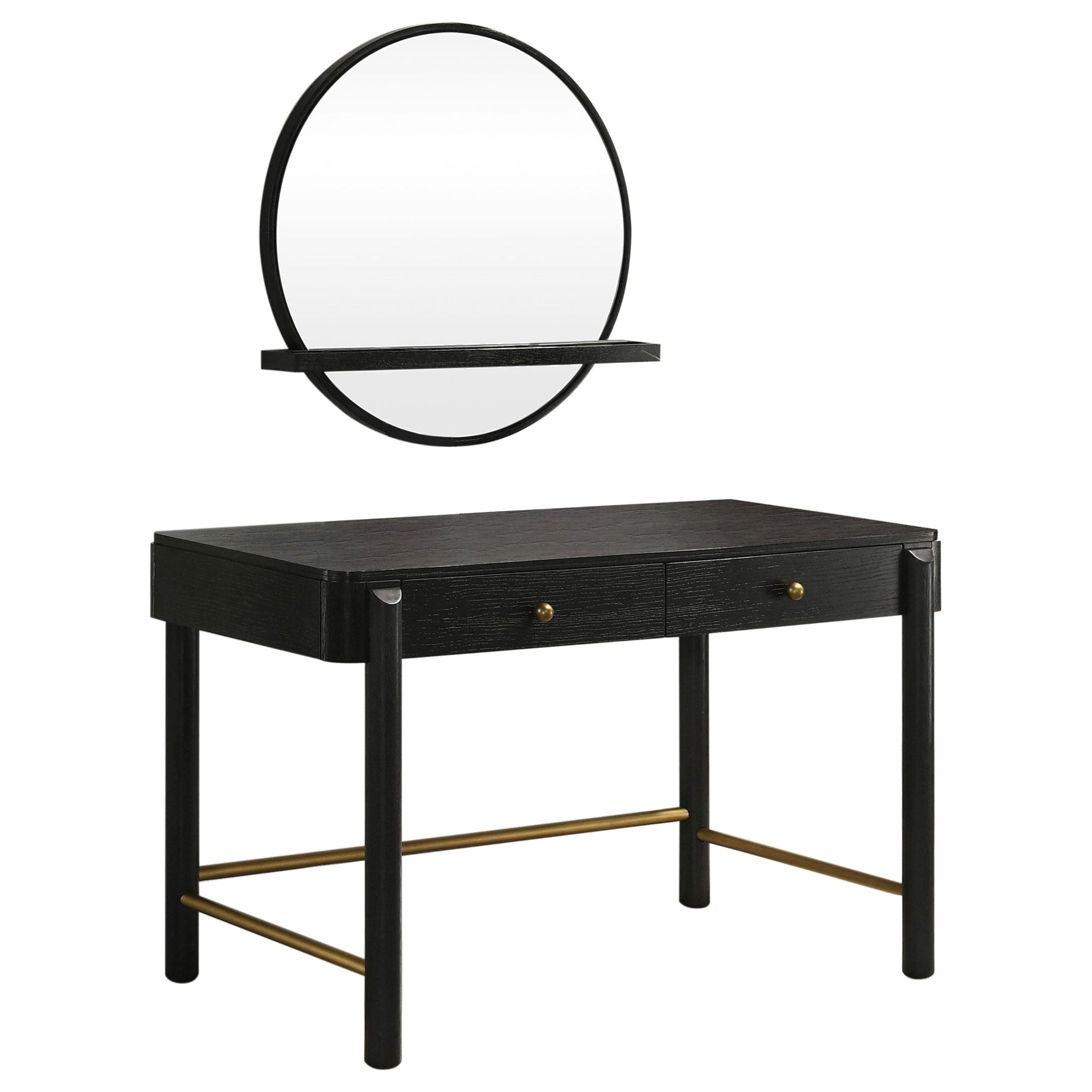 Arini 2-piece Makeup Vanity Table and Mirror Set Black