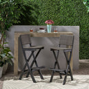 Outdoor Folding Acacia Wood Barstools With Rattan Backrest And Seat