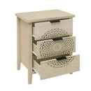 Hollow Carved 3 Drawer Cabinet Dresser Storage Chest With Metal Handles For Living Room Bedroom - Natural