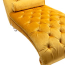 Velvet Chaise Lounge Indoor, Button Tufted Upholstered Chaise Lounge Chair With Pillow