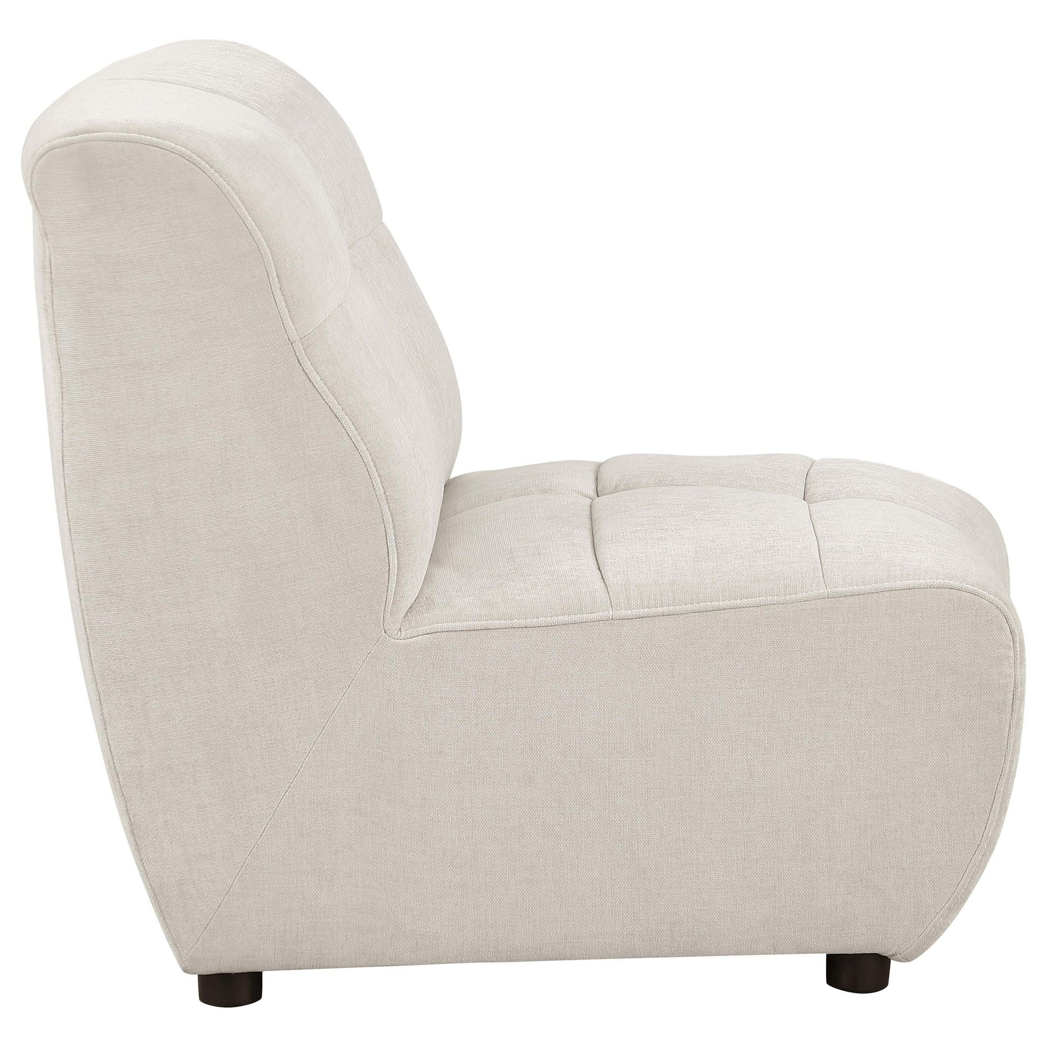 Charlotte Upholstered Curved Armless Chair Ivory