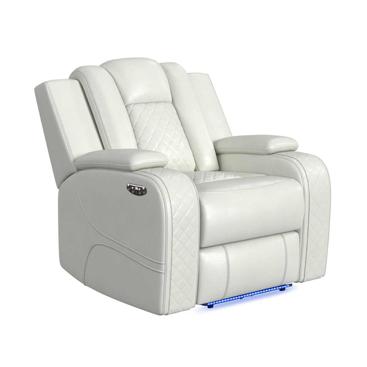 Carlo Power Motion Recliner With Power Headrest, LED in Black by Elements International