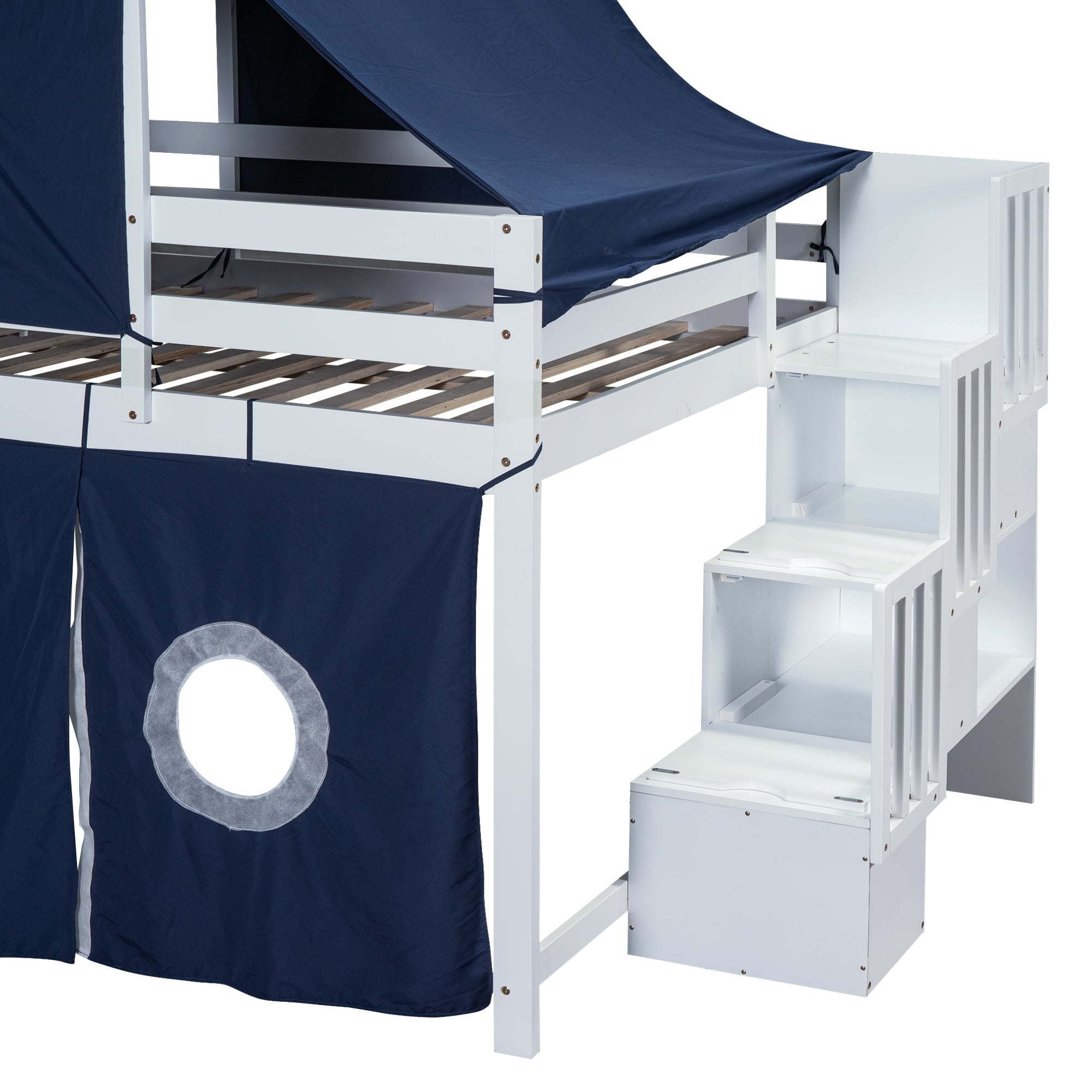 Full Size Loft Bed with Tent and Tower - Blue - Atlantic Fine Furniture Melbourne FL