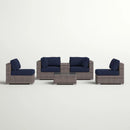 Wicker Seating Group Set With Table And Cushions