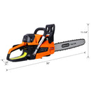 62Cc Gas Powered Chainsaw With 20" Oregon Chain & Bar 2 Cycle Petrol Handheld Cordless Design Epa Compliant - Orange