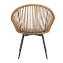 Modern 3 Piece Set, Anti - Spill Round Coffee Table, 2 Rattan Swivel Chairs, Outdoor Patio Furniture For Tea Time - Black / Wood