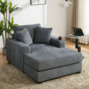 Oversized Chaise Lounger Modern Style Sofa Couch, With Pillows, Charge Station & Cup Holders