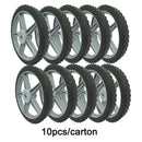 Universal 12" Spoked Plastic Wheel And Tire For Lawn Mowers & Trolley Carts, 10 Pack - Black