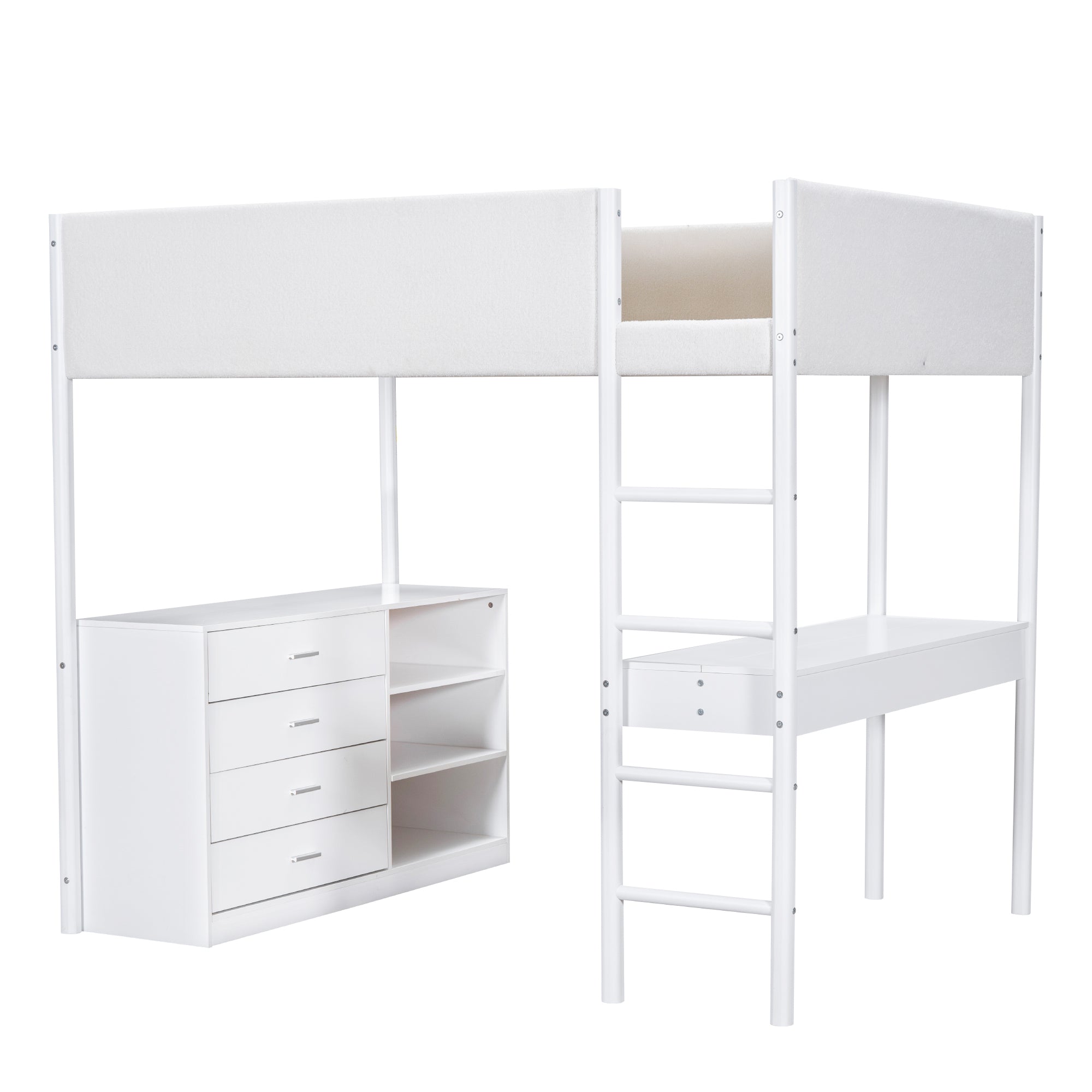 Full Size Teddy FleeceLoft Bed Wood Bed, White - Atlantic Fine Furniture Melbourne FL