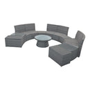 10 Piece Outdoor Sectional Half Round Patio Rattan Sofa Set