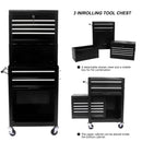 6 Drawer Lockable Tool Cabinet On Wheels, Steel Rolling Tool Chest With Detachable Toolbox