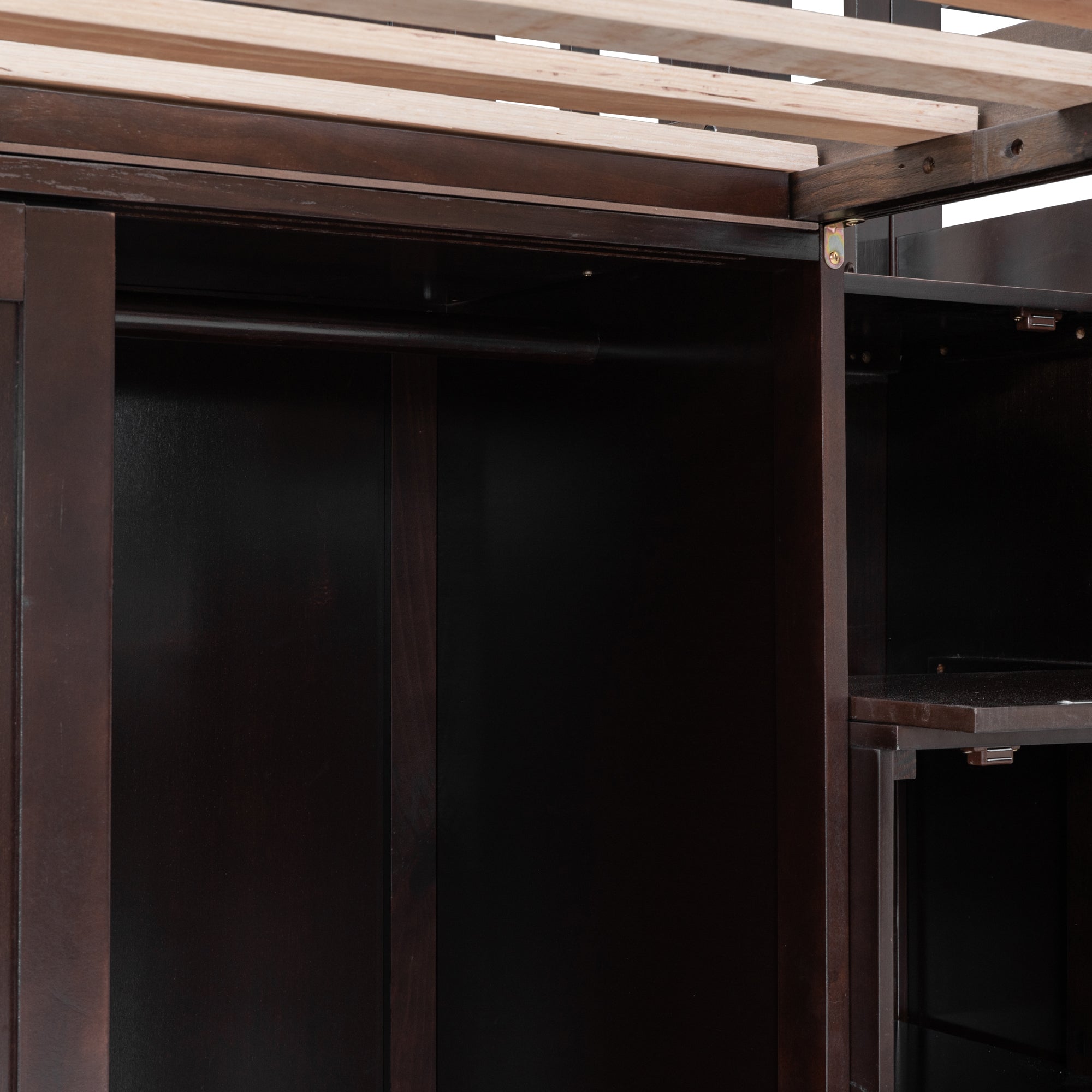 Double Twin Loft Beds with Wardrobes and Staircase, Espresso - Atlantic Fine Furniture Melbourne FL