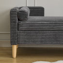 Wide Corduroy Storage Soft Bench With Armrests, Backrest And Two Bolster Pillows