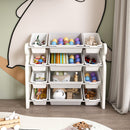 Multi Functional Kids Toy Storage Organizer Cabinet With Hdpe Shelf And 12 Bins - Gray White