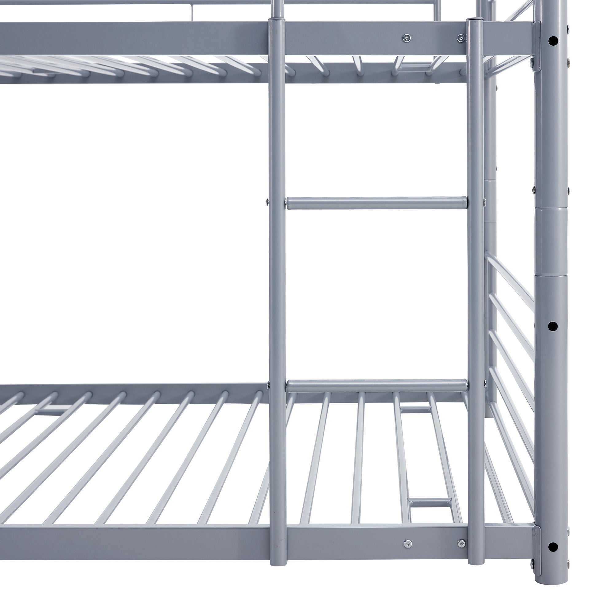 Full-Full-Full Metal Triple Bed with Built-in Ladder, Divided into Three Separate Beds,Gray(OLD SKU:LP000297AAE) - Atlantic Fine Furniture Melbourne FL