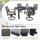Outdoor Patio Furniture Dining Set With Sunbrella Fabric, Rectangular Table With Umbrella Hole