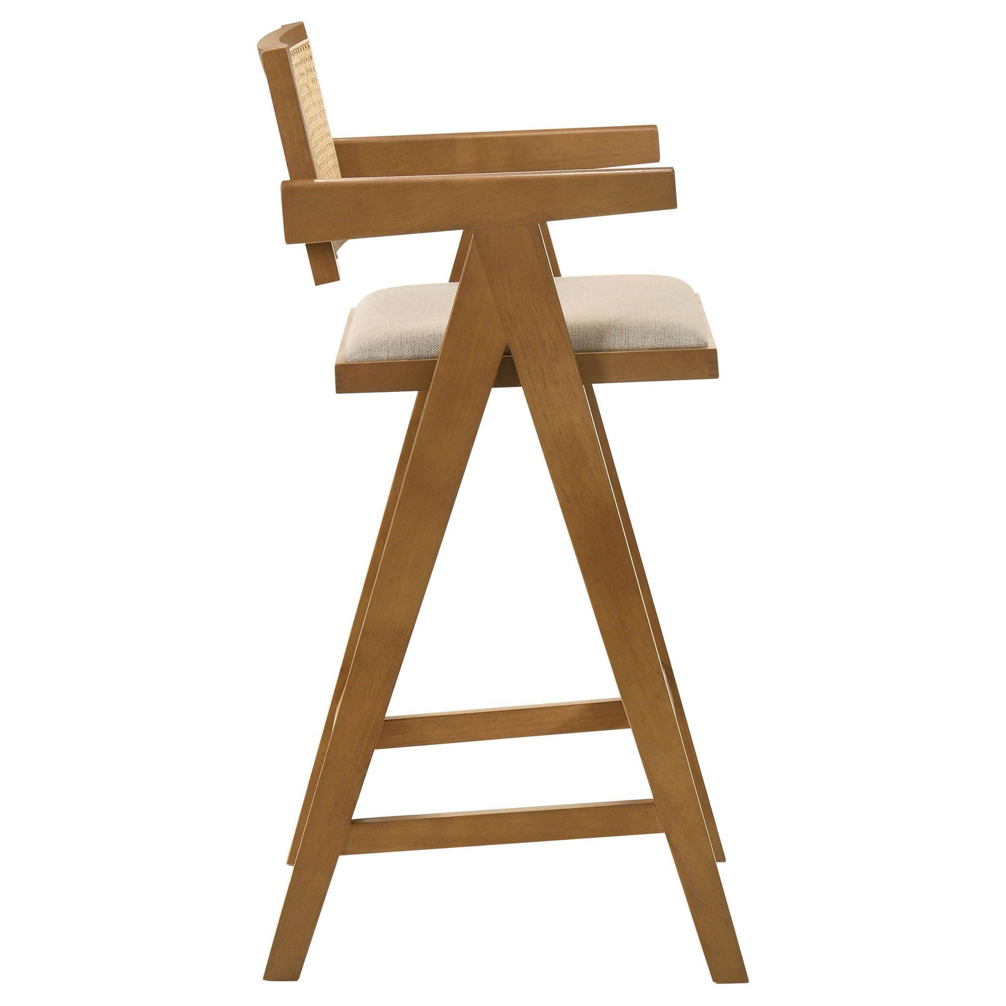 Kane Woven Rattan Wood Bar Chair Light Walnut (Set of 2) - Atlantic Fine Furniture Melbourne FL
