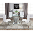 Noralie - Dining Table - Mirrored, Faux Diamonds & Clear Glass Top